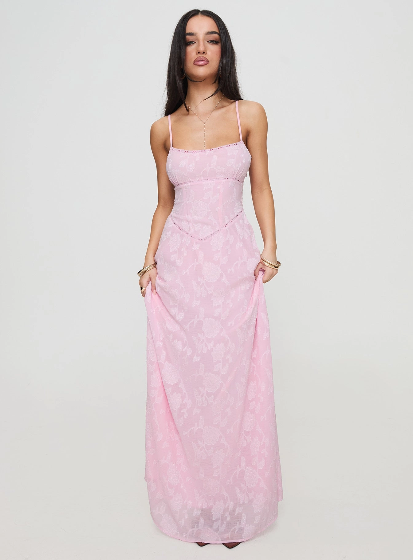 DoubleLayeredMaterial Recycled-Material South Of France Maxi Dress Pink