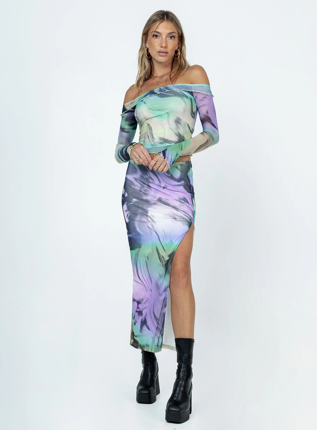 Silicone Grip Trim Great Delusions Maxi Skirt Multi