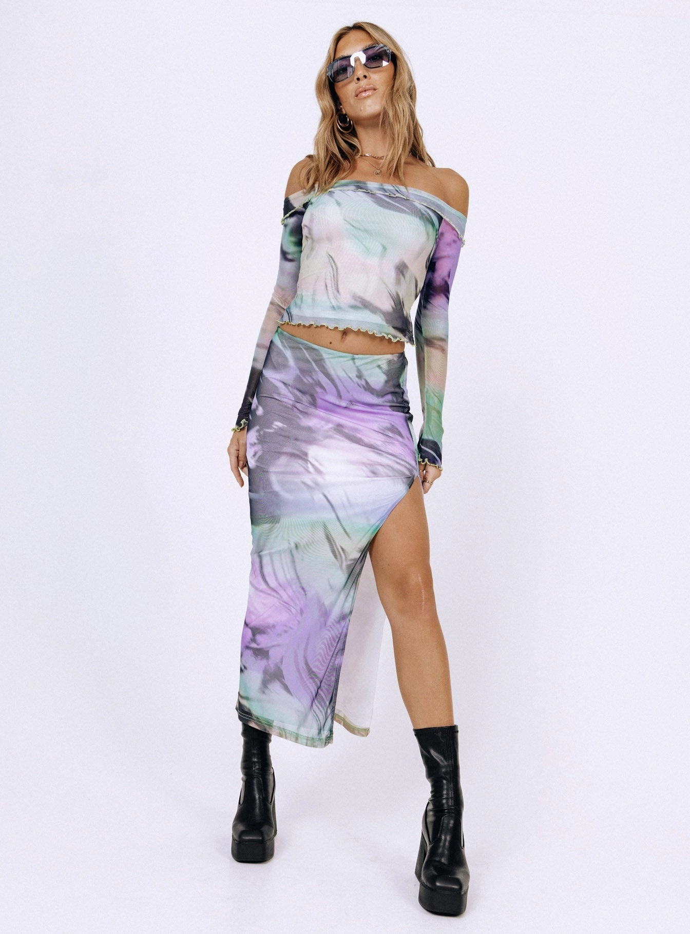 Low Impact Dye Laid Back Look Great Delusions Maxi Skirt Multi