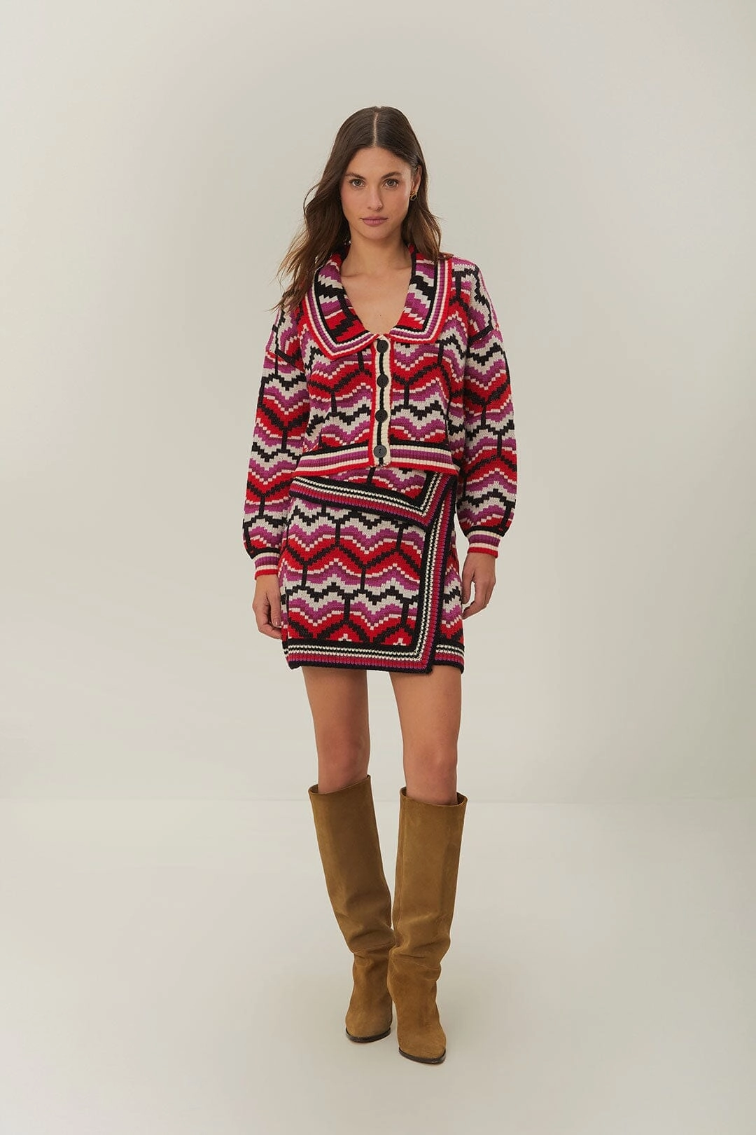Multicolor Ombre Hearts Knit Skirt Fresh Aesthetic
