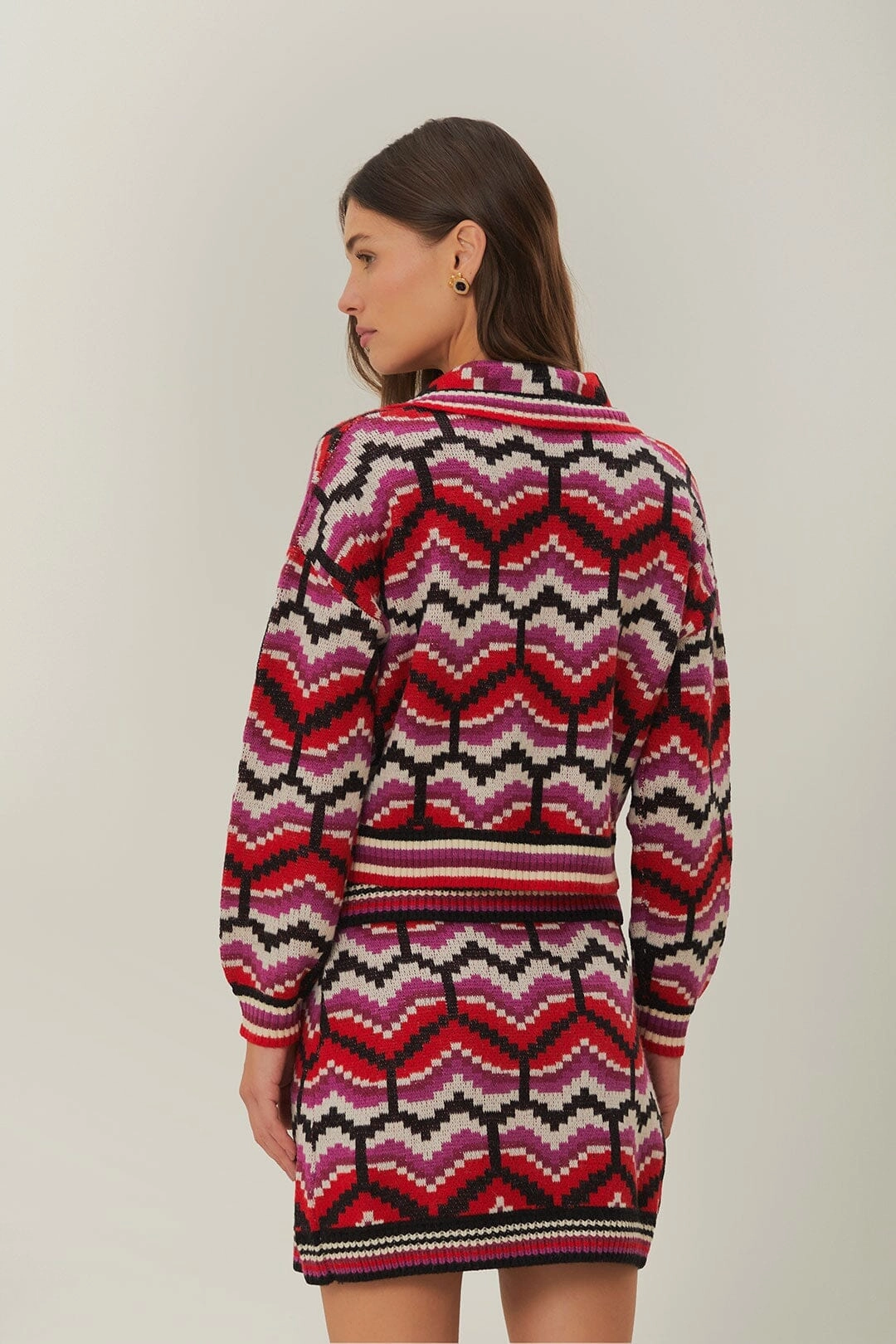 high contrast Multicolor Ombre Hearts Knit Skirt
