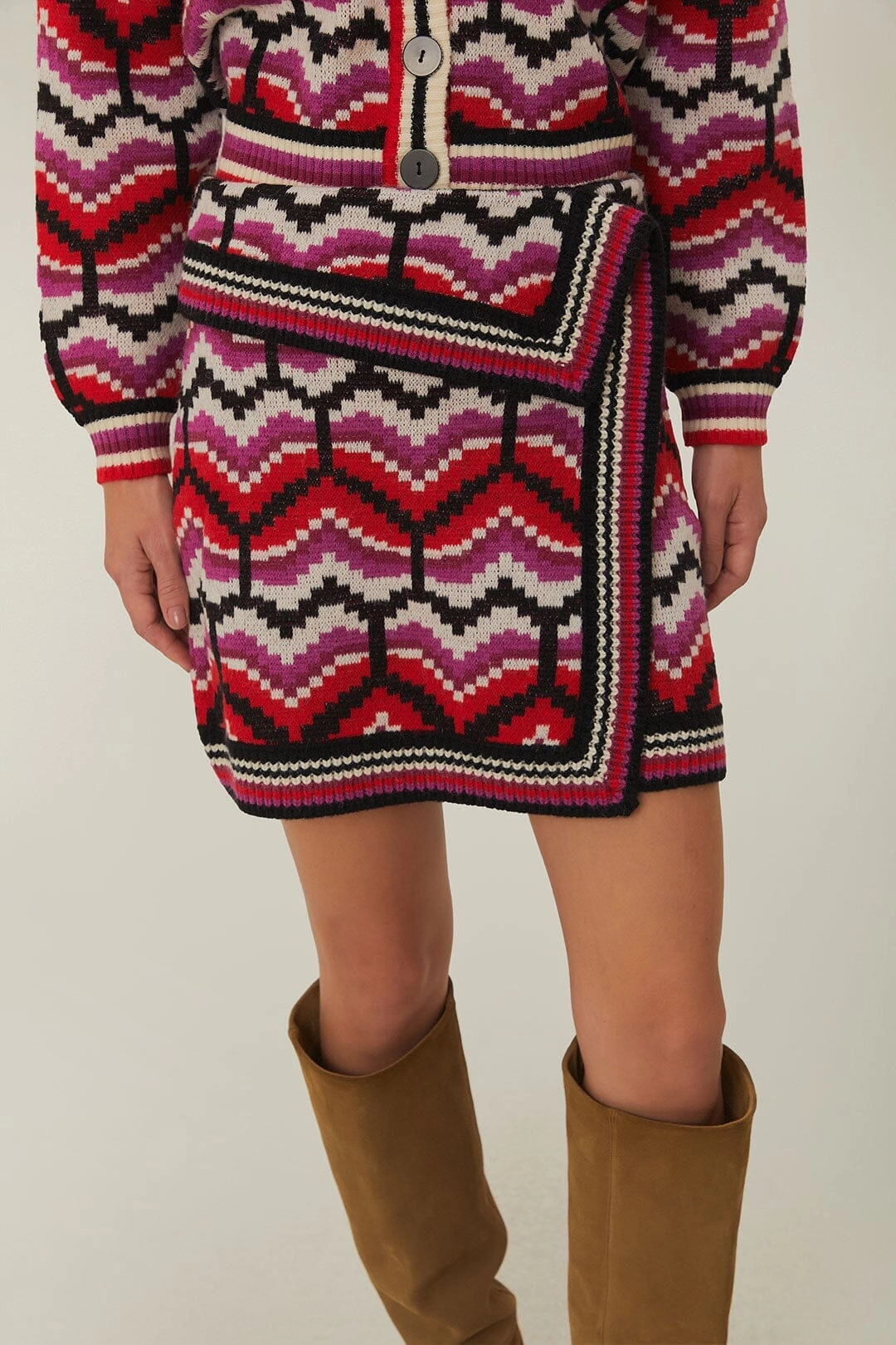 Multicolor Ombre Hearts Knit Skirt Smooth Look Cruise Attire