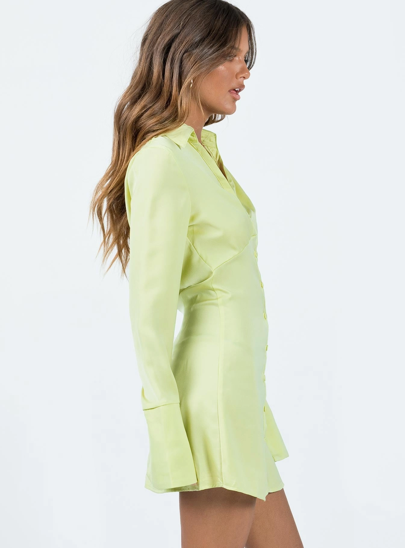 Posy Long Sleeve Mini Dress Green Layer Base