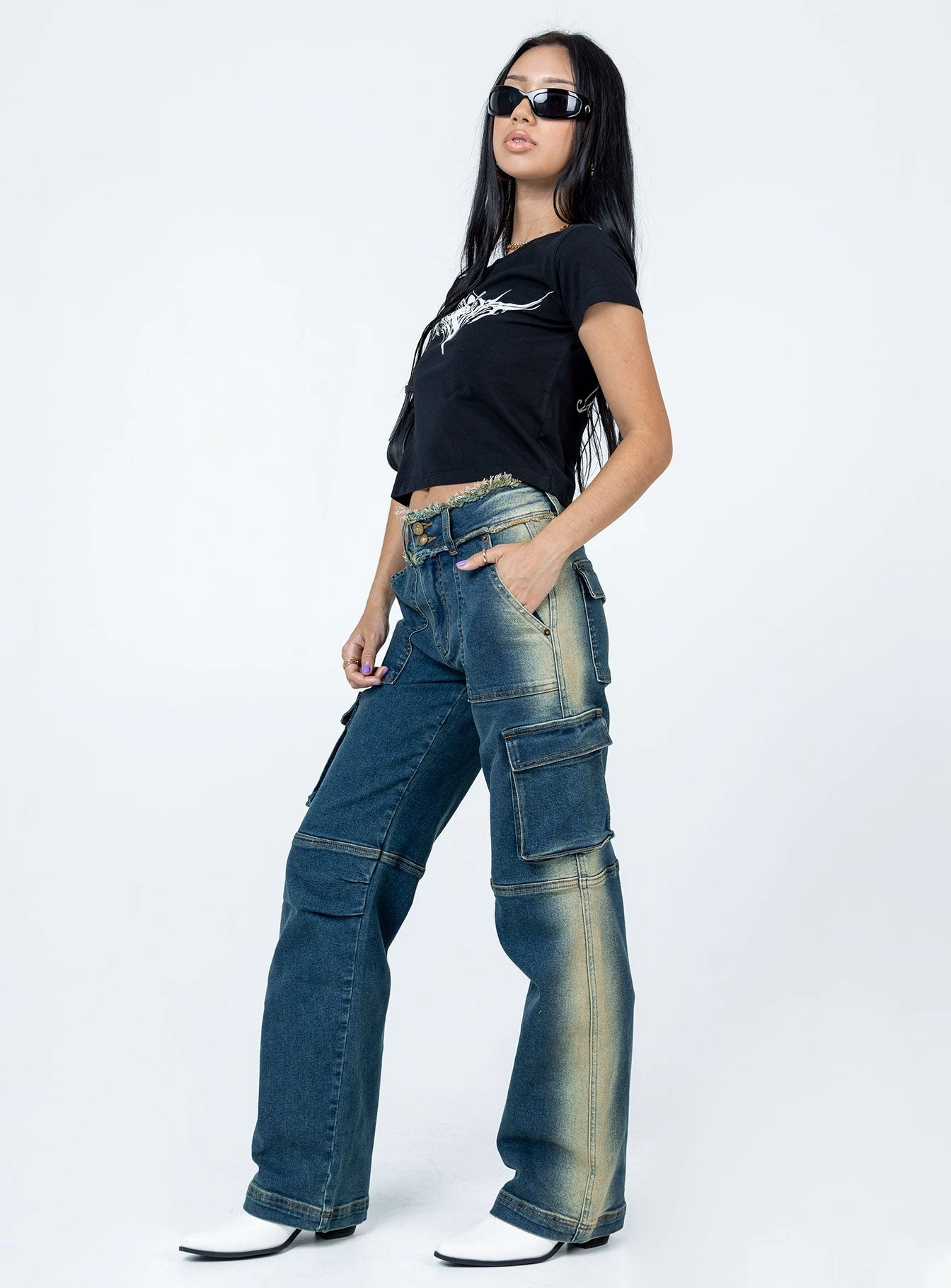 Pre Show Denim Jeans Mid Blue Iconic Outfit Stylish Vibrant