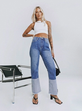 Outdoor Adventure Stylish Rhode Straight Leg Spilt Hem Denim Jeans