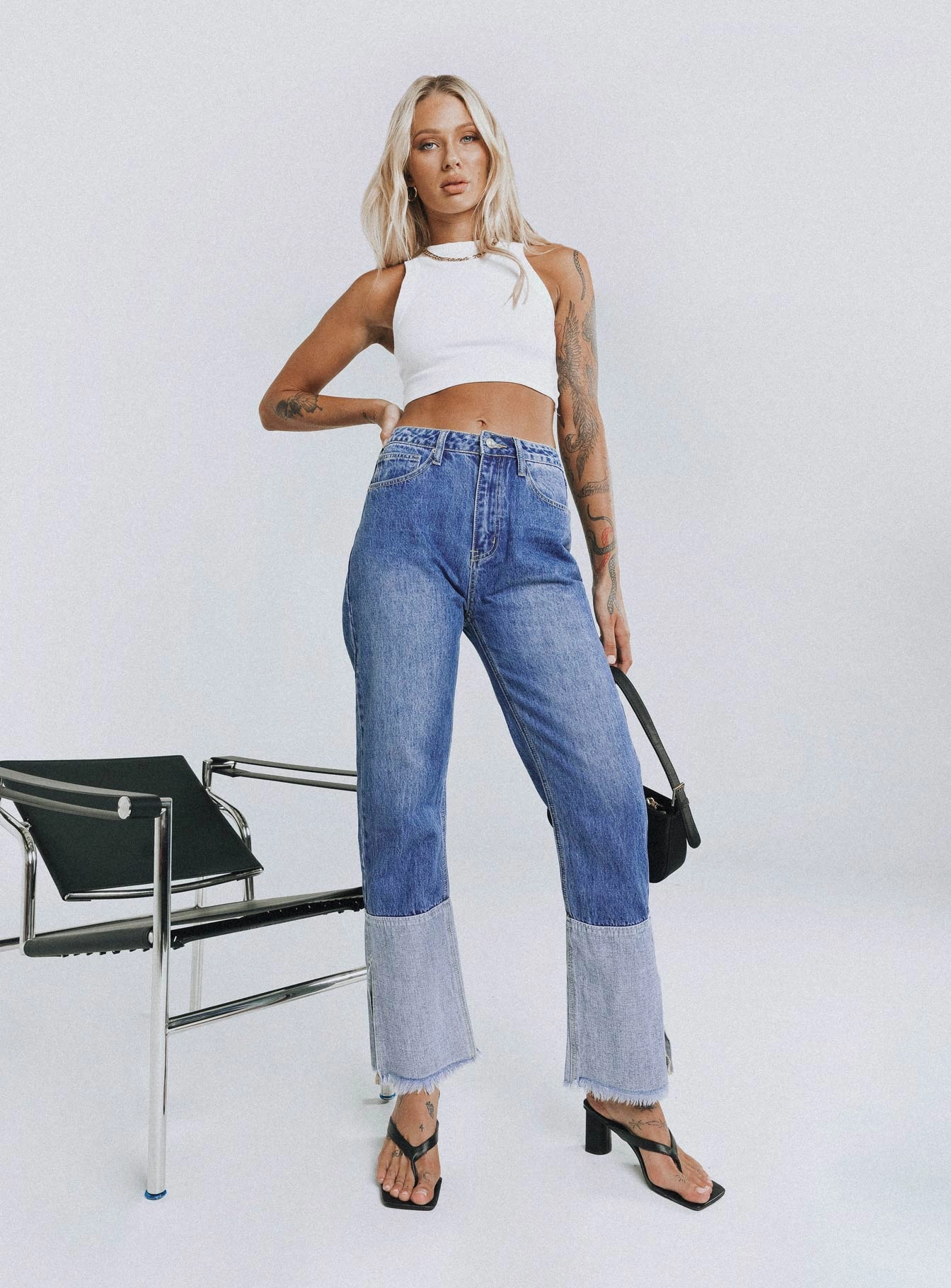 Outdoor Adventure Stylish Rhode Straight Leg Spilt Hem Denim Jeans