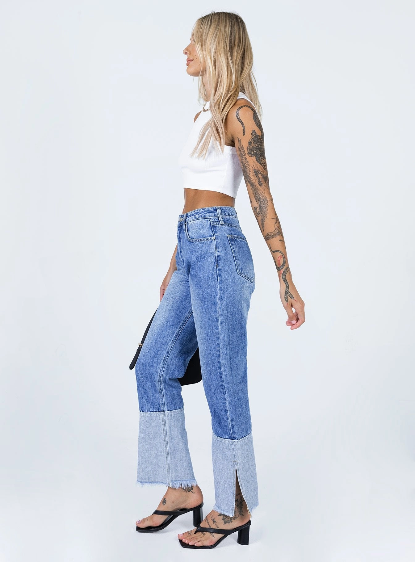 Rhode Straight Leg Spilt Hem Denim Jeans All Day Use Fashion Lover Minimalist