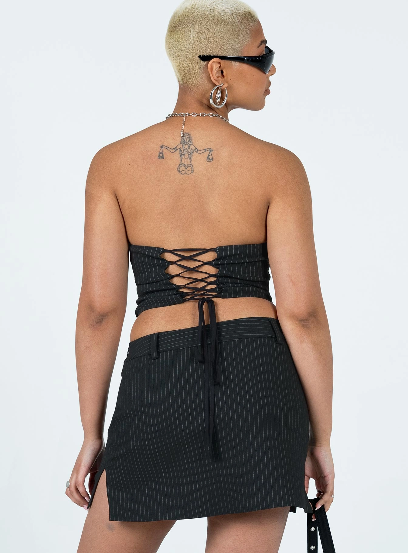 Prepped To Prime Skirt Black Pinstripe Timeless Trend Cozy Vibe