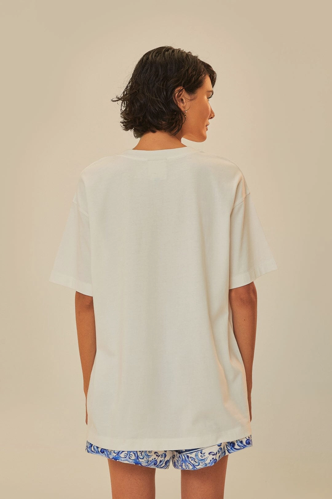 Comfy Layer Wear Sporty Chic Off-White Copacabana Organic Cotton Relaxed T-Shirt