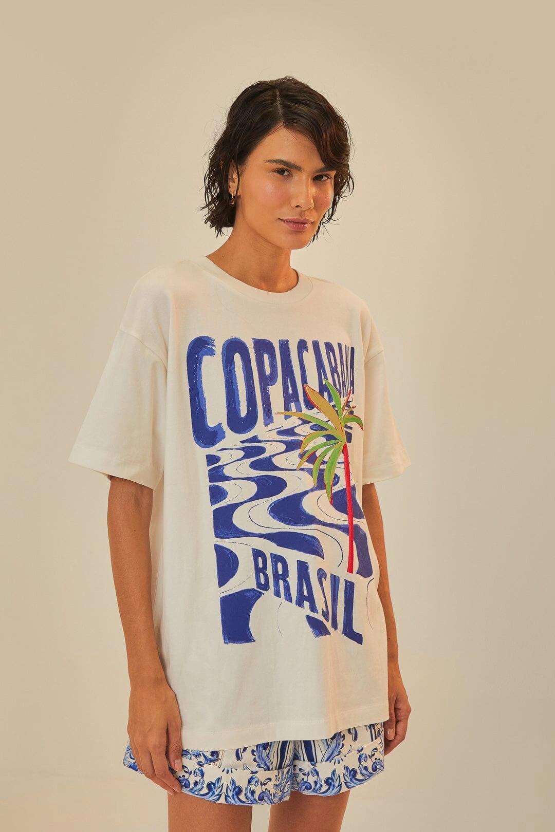 SeamlessSidePanels Casual Design Fit Off-White Copacabana Organic Cotton Relaxed T-Shirt
