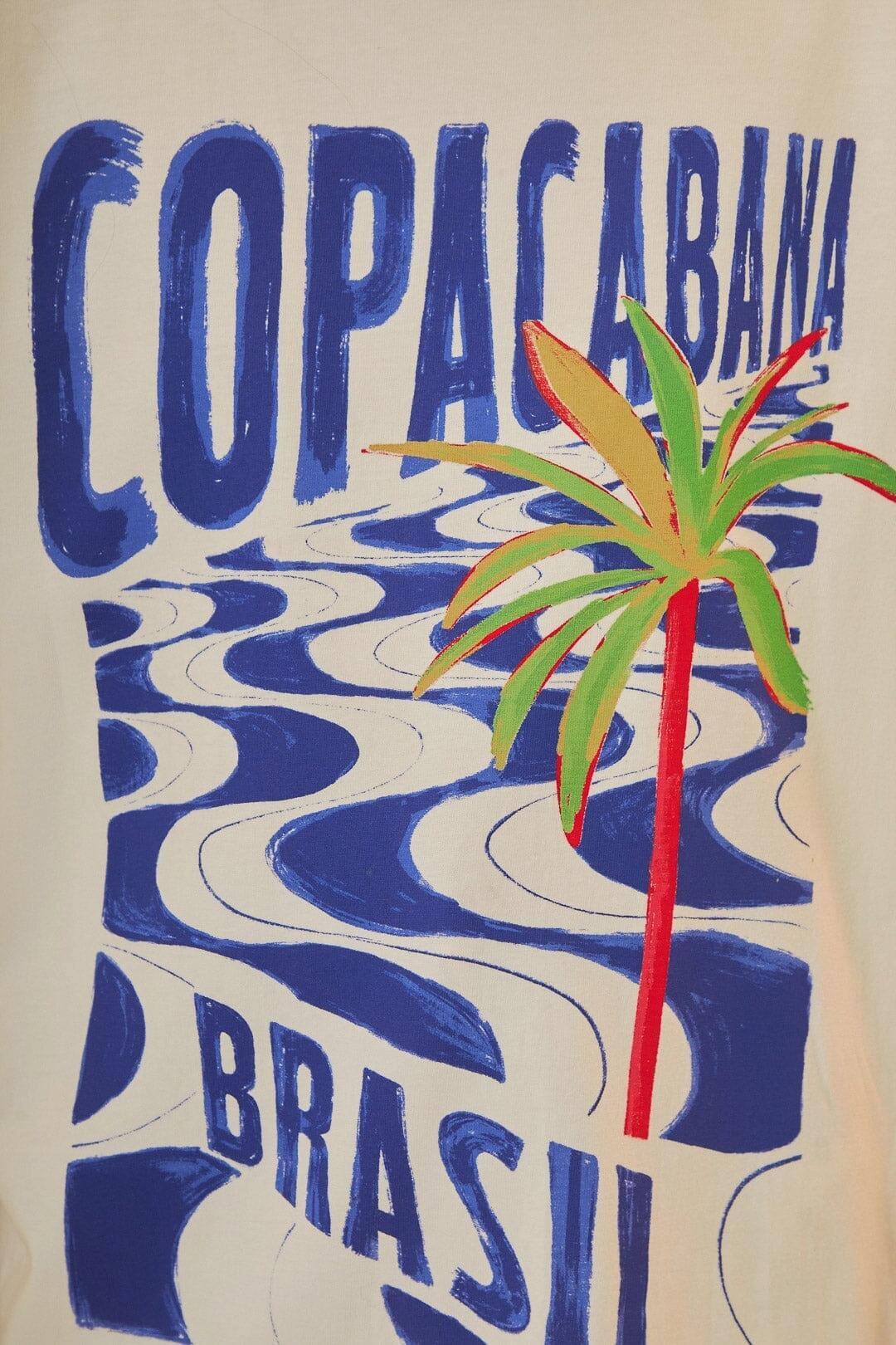 Relaxed Comfort Look Sublimation Printed Collar Off-White Copacabana Organic Cotton Relaxed T-Shirt