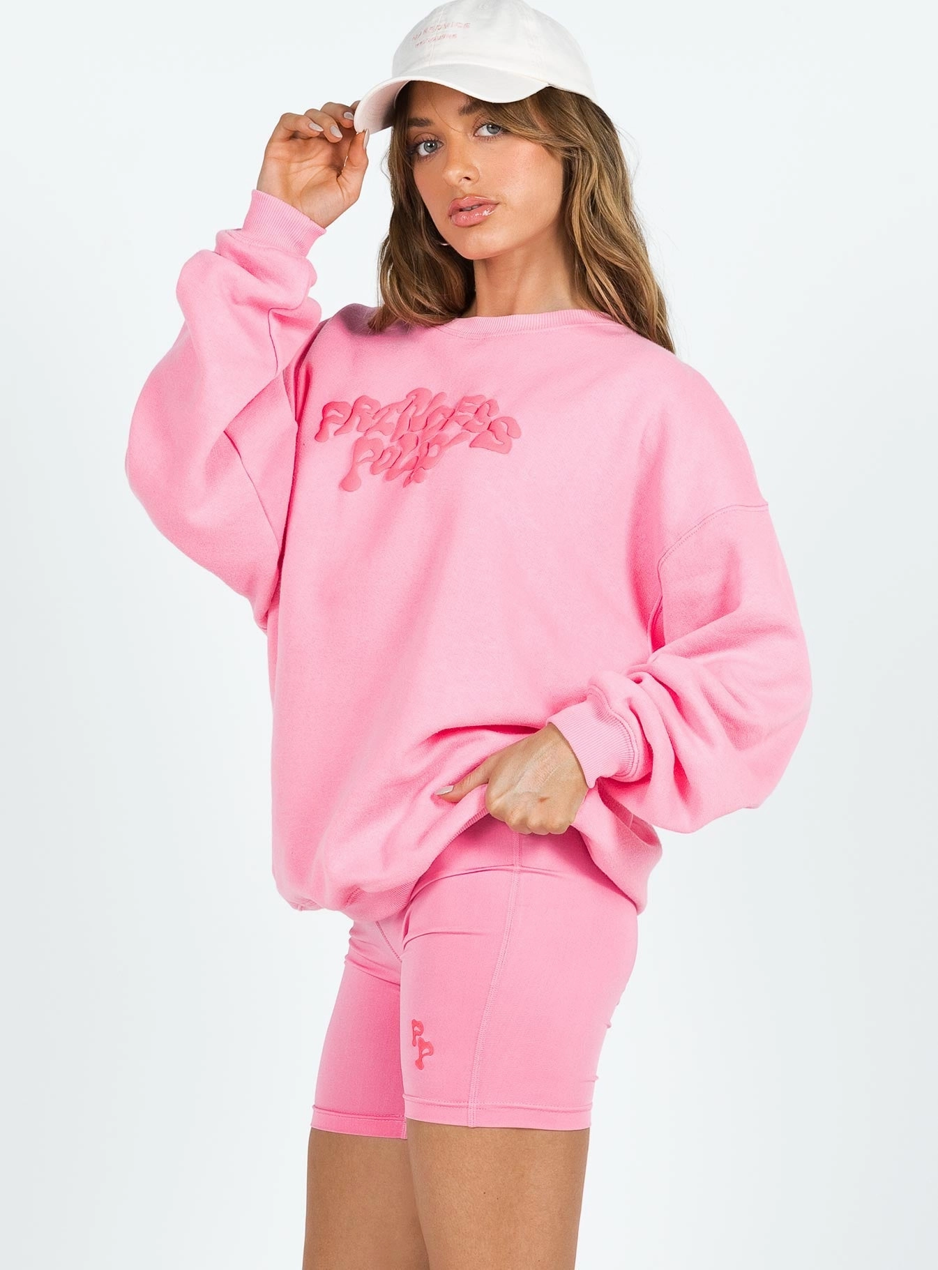 Relaxed Comfort Soft Touch Princess Polly Bike Shorts Squiggle Text Pink / Red
