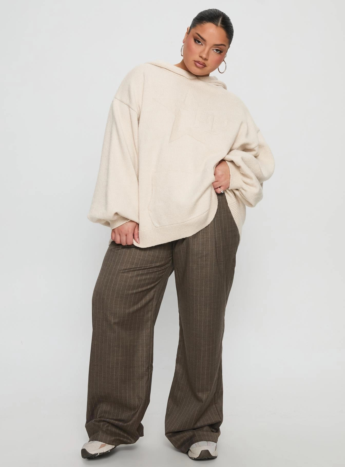 Elephant like Princess Polly Knit Hoodie Beige Curve