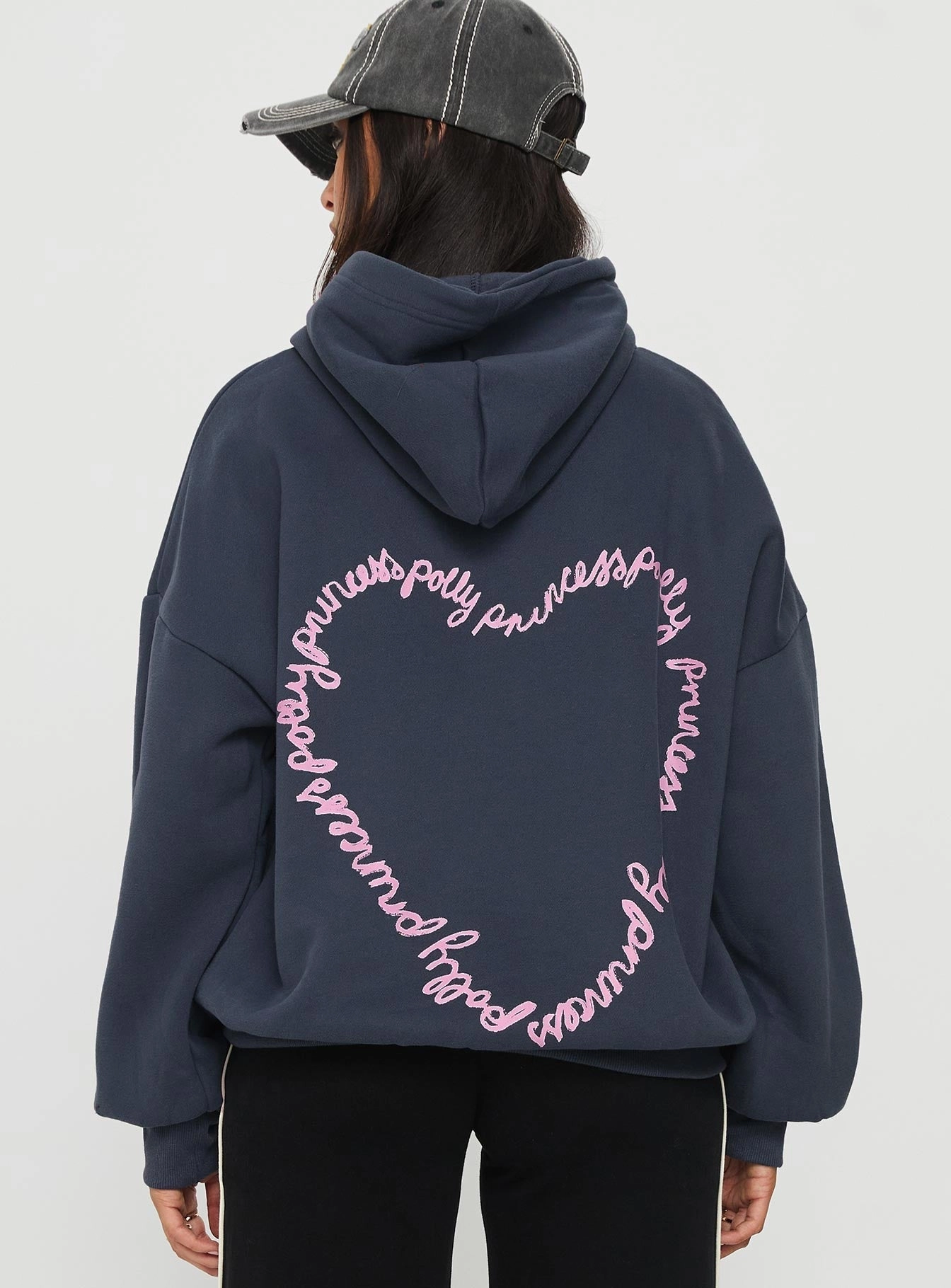 Tasmanian devil like Eco Conscious Material Princess Polly Love Letter Graphic Hoodie Slate Grey