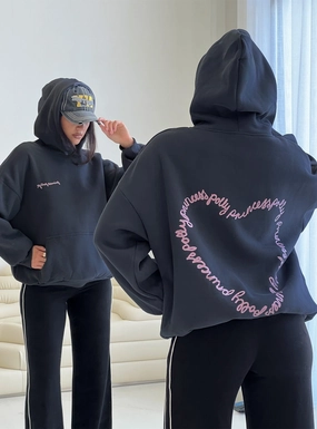 Outdoor Ready Princess Polly Love Letter Graphic Hoodie Slate Grey
