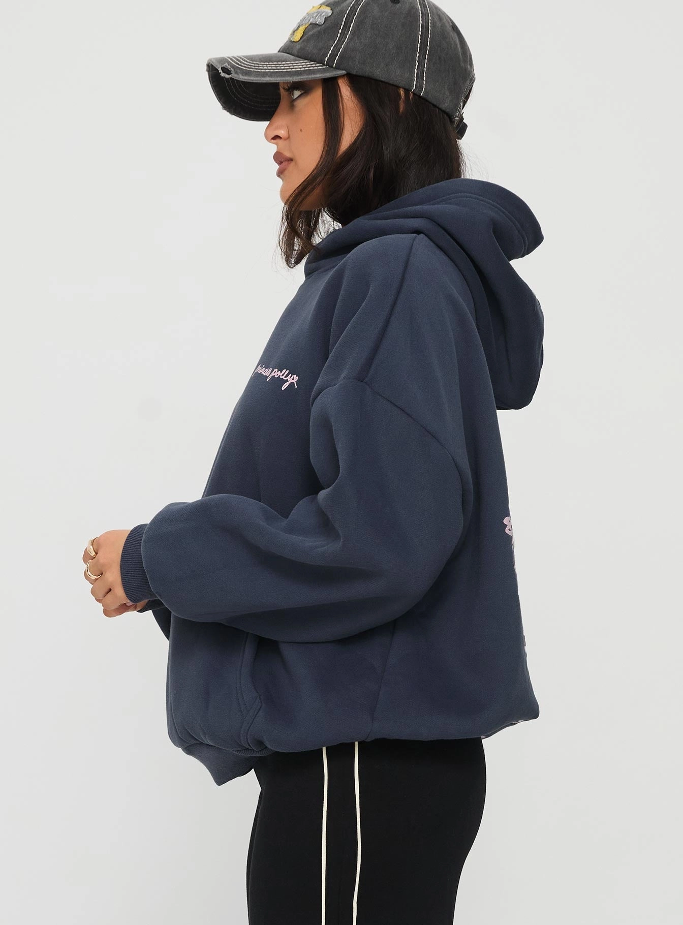 Zebra like Princess Polly Love Letter Graphic Hoodie Slate Grey