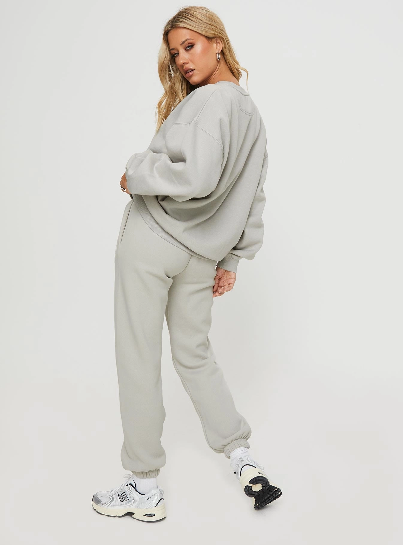 MachineWashable Princess Polly Track Pants Bubble Text Grey / Cloud White