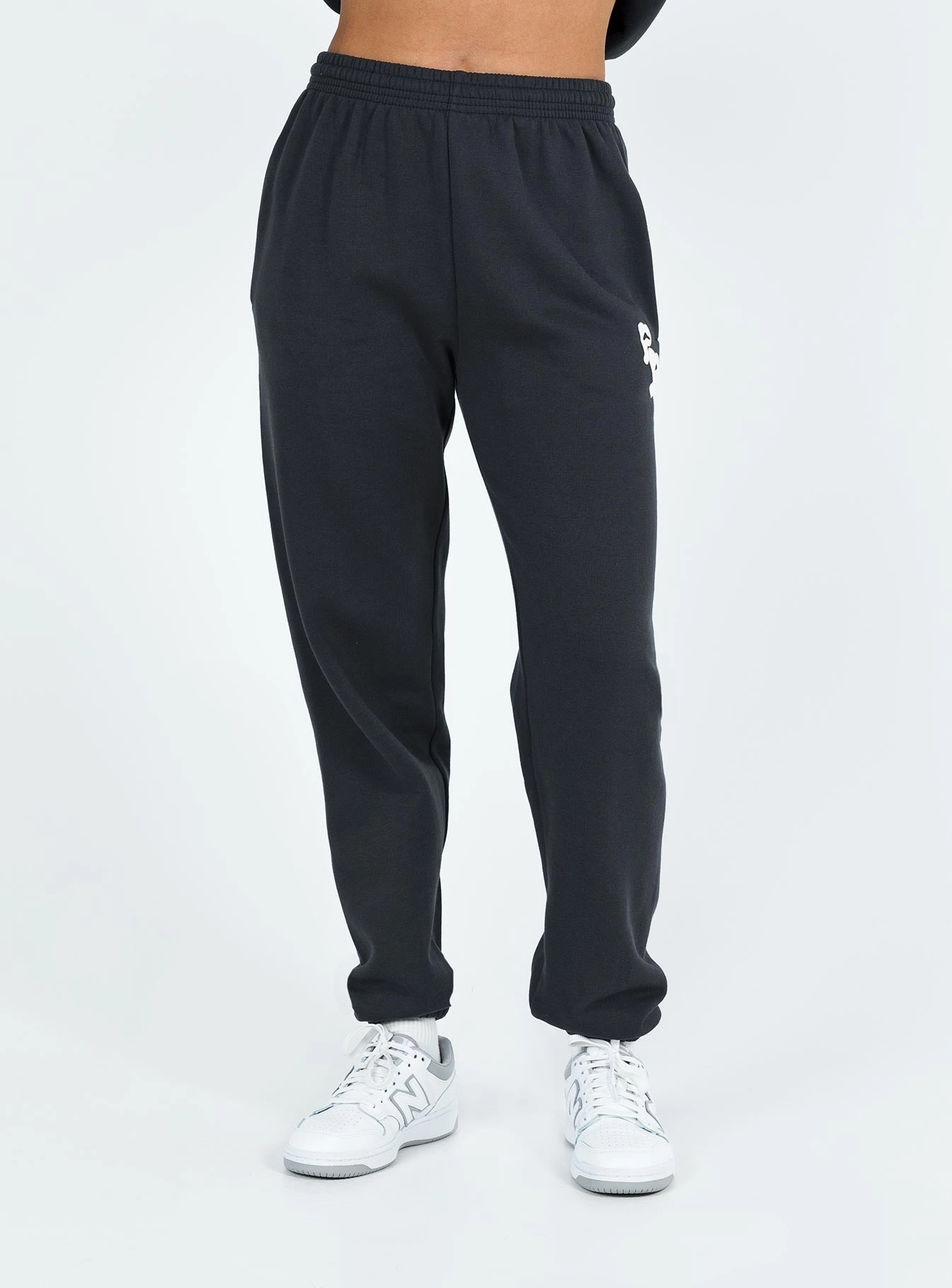 Princess Polly Track Pants Squiggle Text Black Sand / Eggshell ExtendedSizeRange Urban Ready