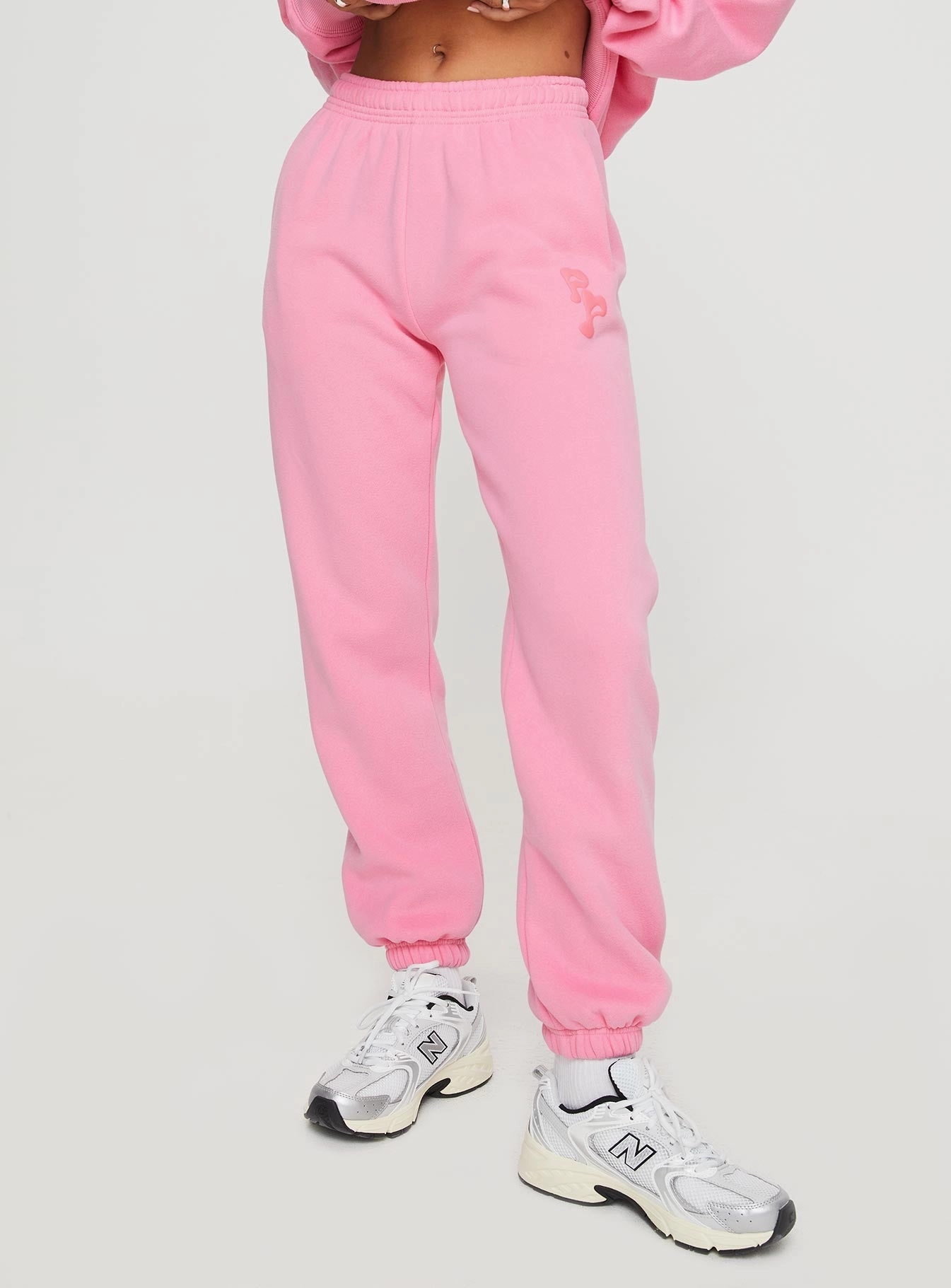 Durable Hem Princess Polly Track Pants Squiggle Text Watermelon Pink / Rose