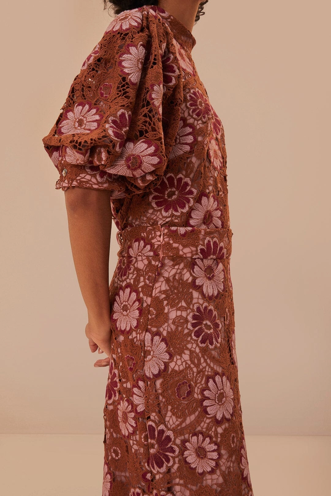 Figure Flattering Comfortable Motion Gigi Tapestry Guipure Skirt
