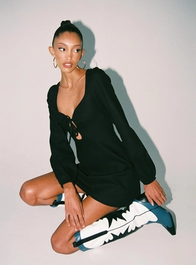 Bright Accent Comfortable casual dress Arabela Mini Dress Black