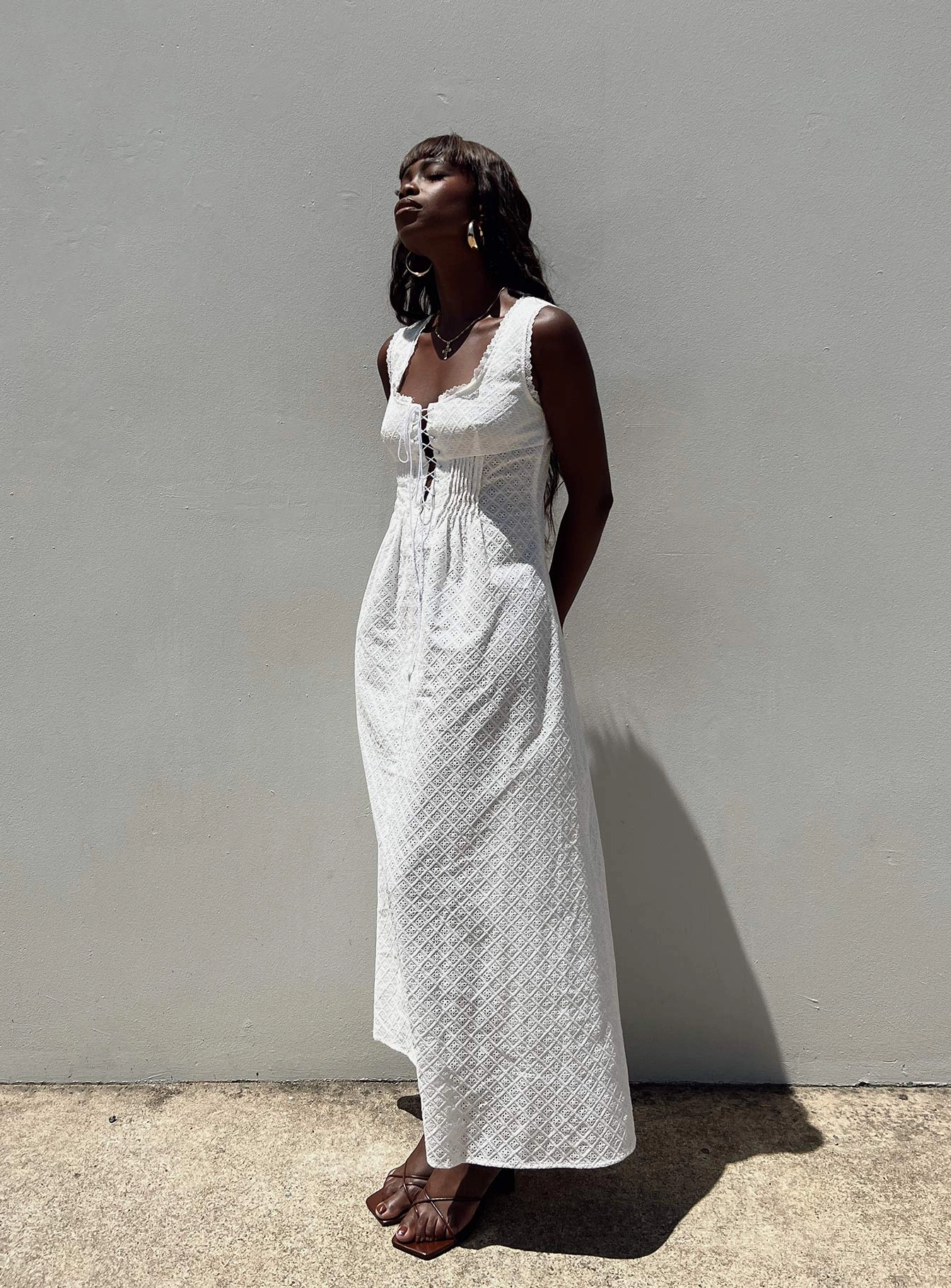 Eason Maxi Dress White Zip-Closure Formal Setting