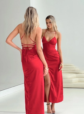 Romantic-Detail Casual weekend dress Chambers Maxi Dress Red