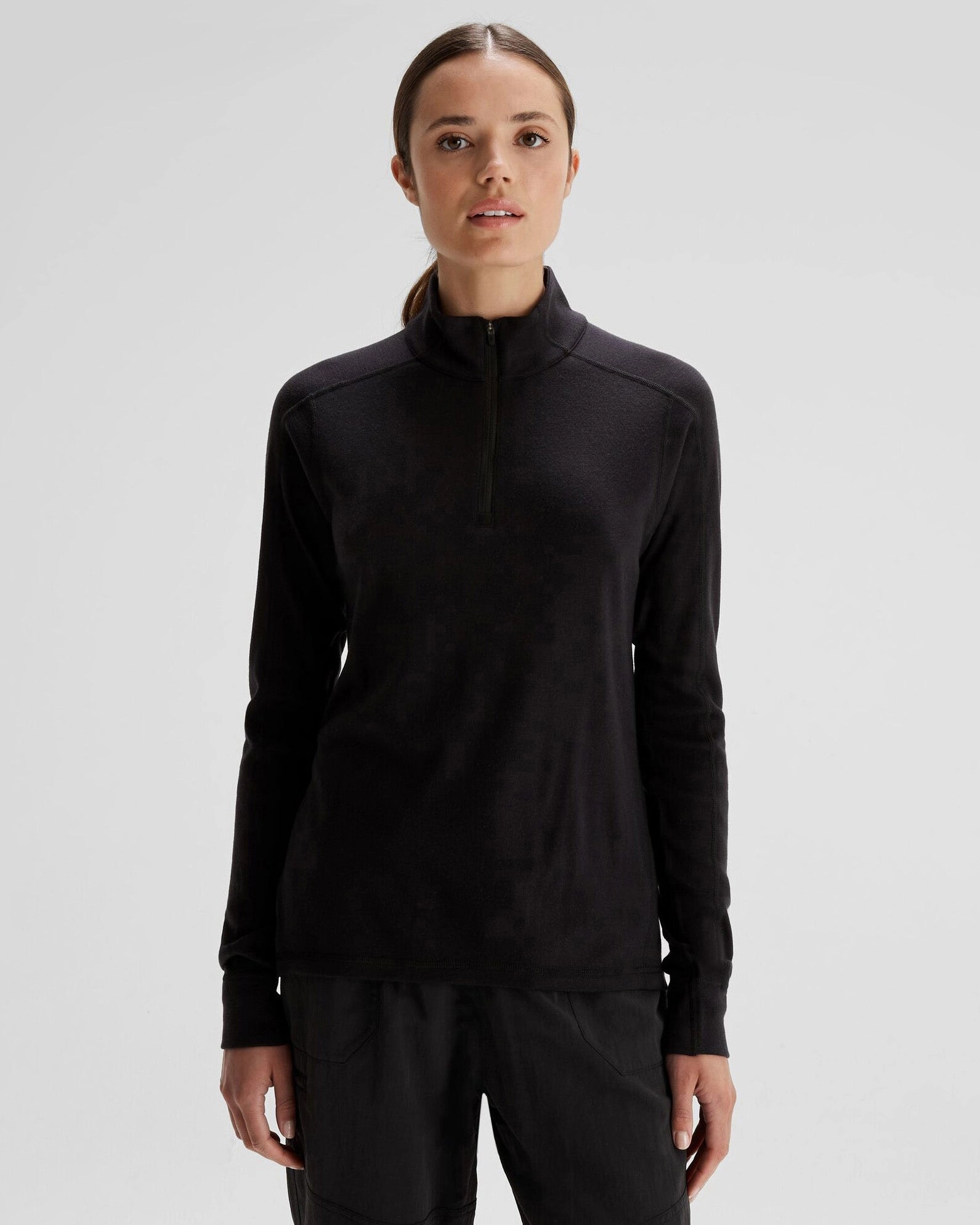 Women's K-Merino 250 Quarter Zip Top  - Black Stingray Fade Resistant Textiles
