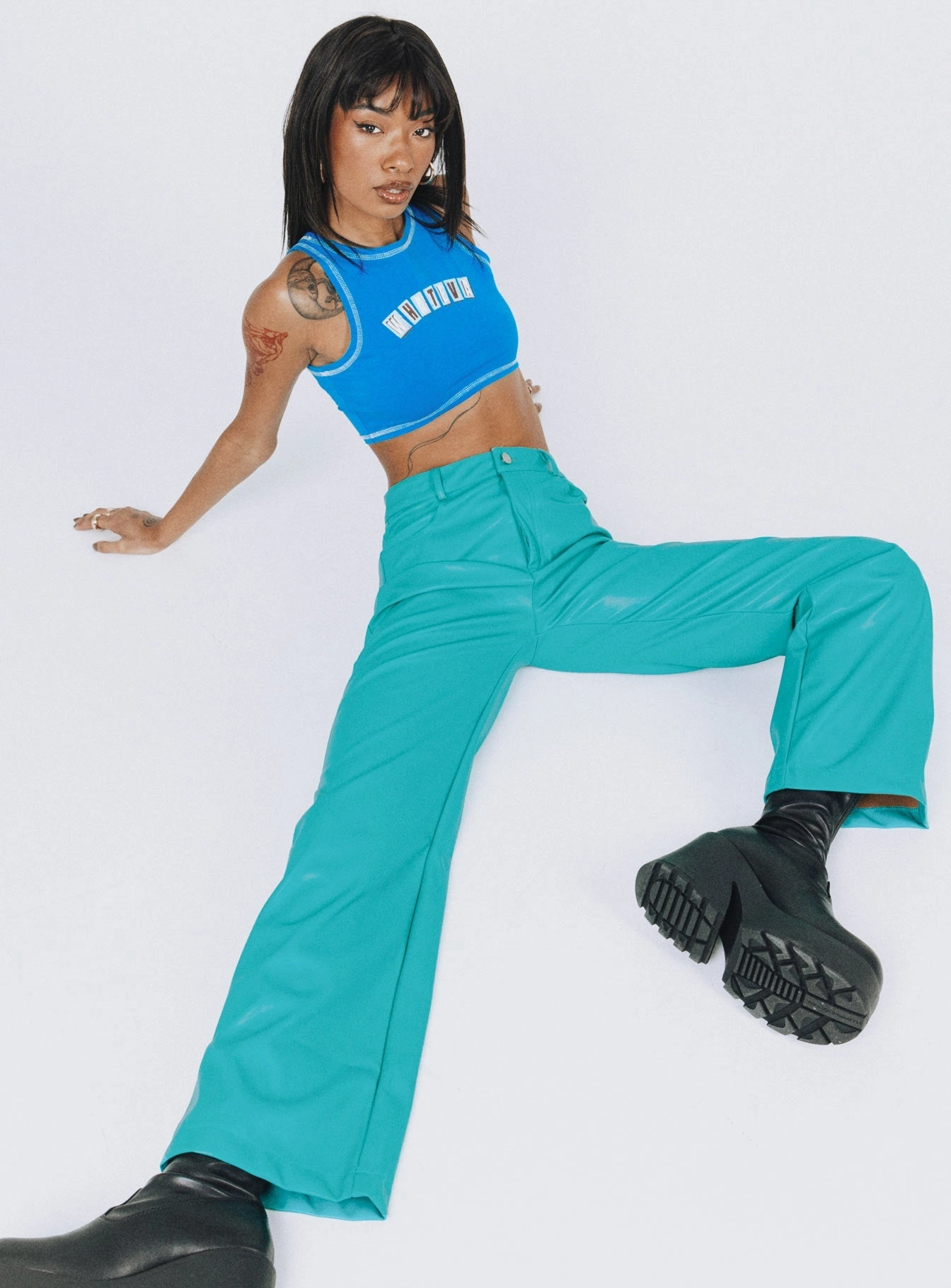Adaptable Fit Johnson PU Pants Teal