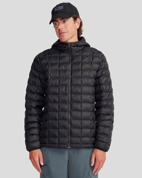 Glow In Dark Trims High Performance Blend Men's Heli Insulated Hooded Jacket - Black Stingray