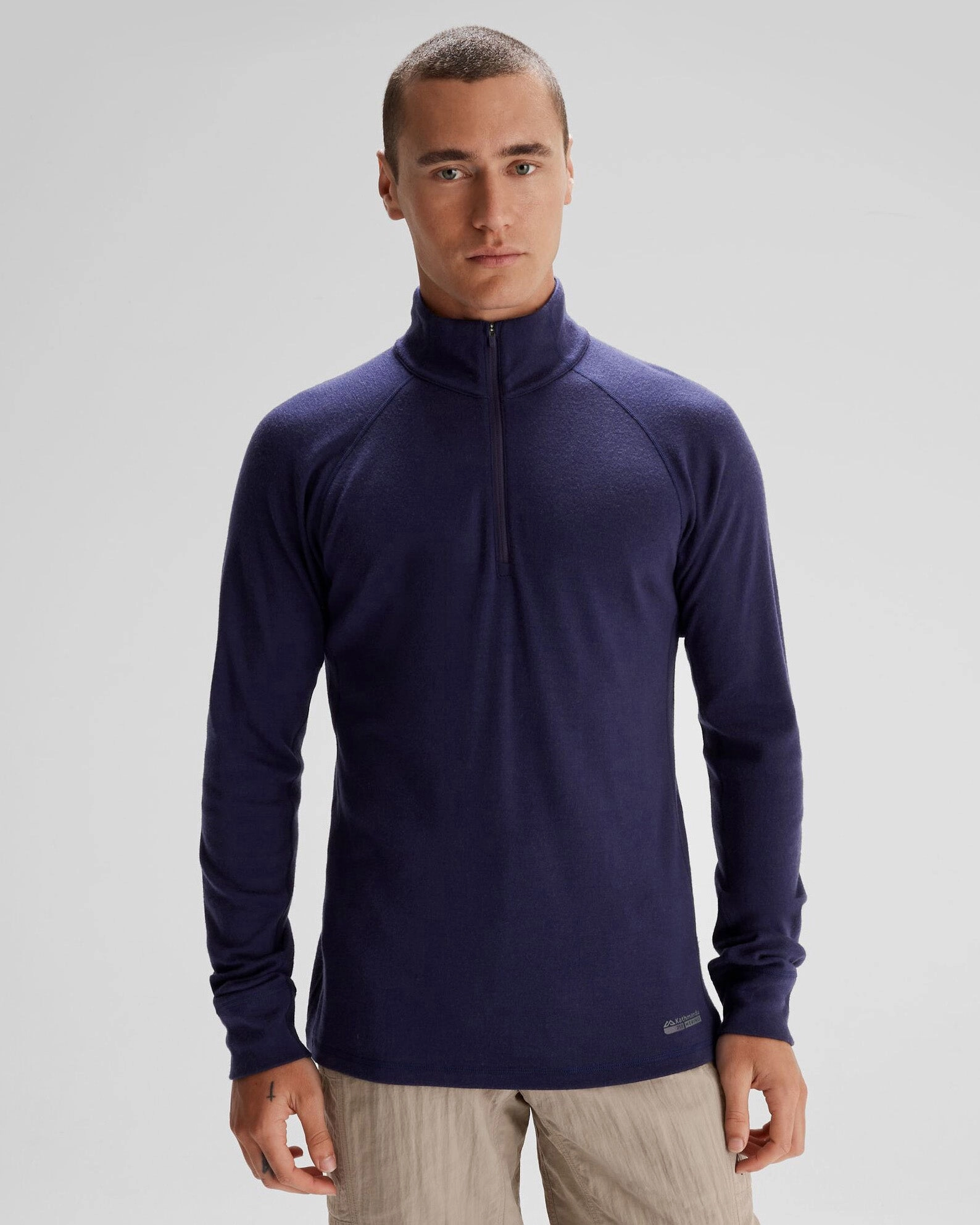 Men's K-Merino 250 Quarter Zip Long Sleeve - Dark Horizon Perfect Fit Design Winter Layering