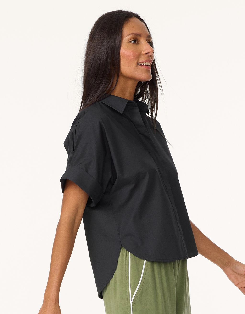 Non Static Finish Versatile Outfit unsubscribed poplin short sleeve button down shirt
