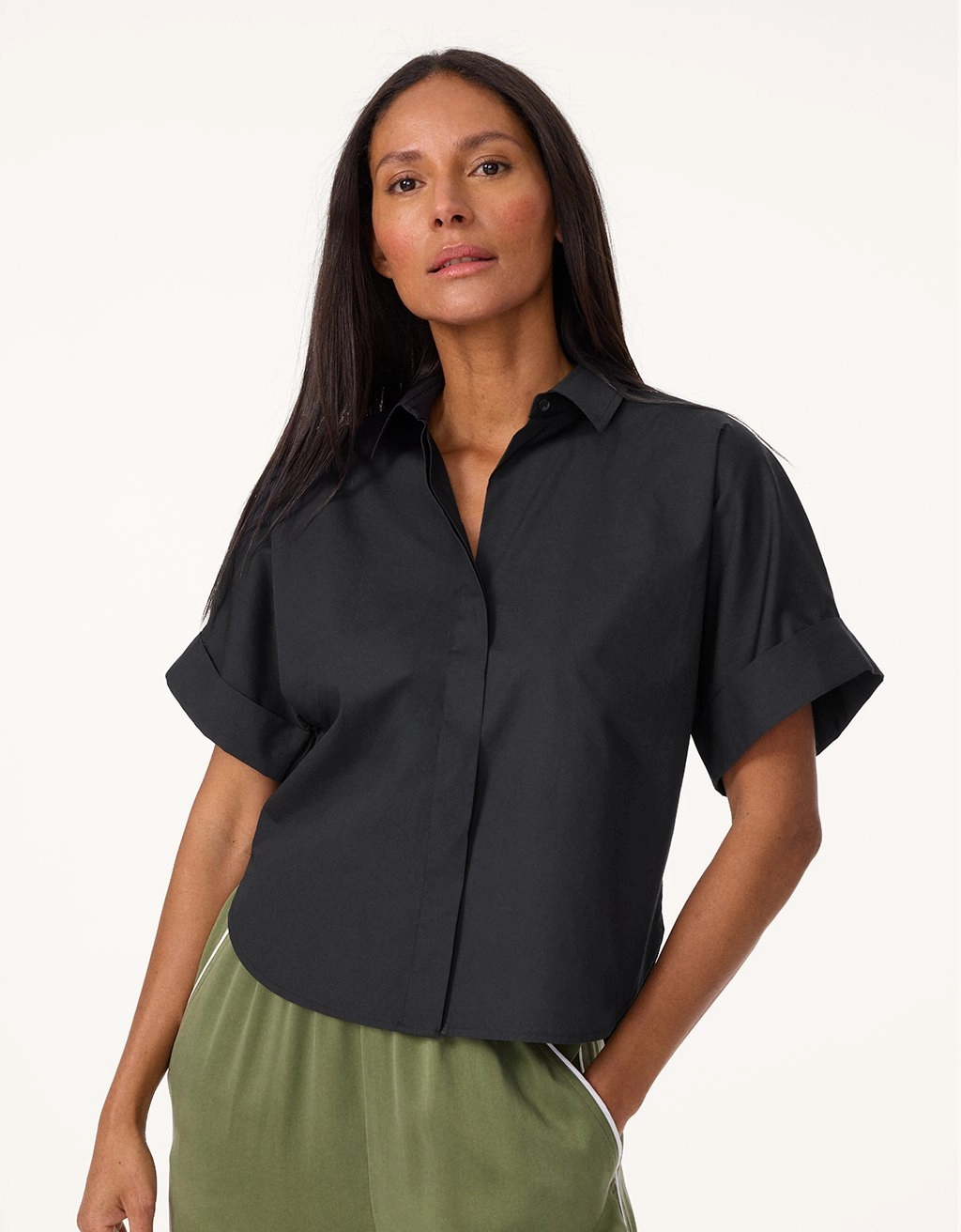 unsubscribed poplin short sleeve button down shirt Versatile Piece Fall Foliage