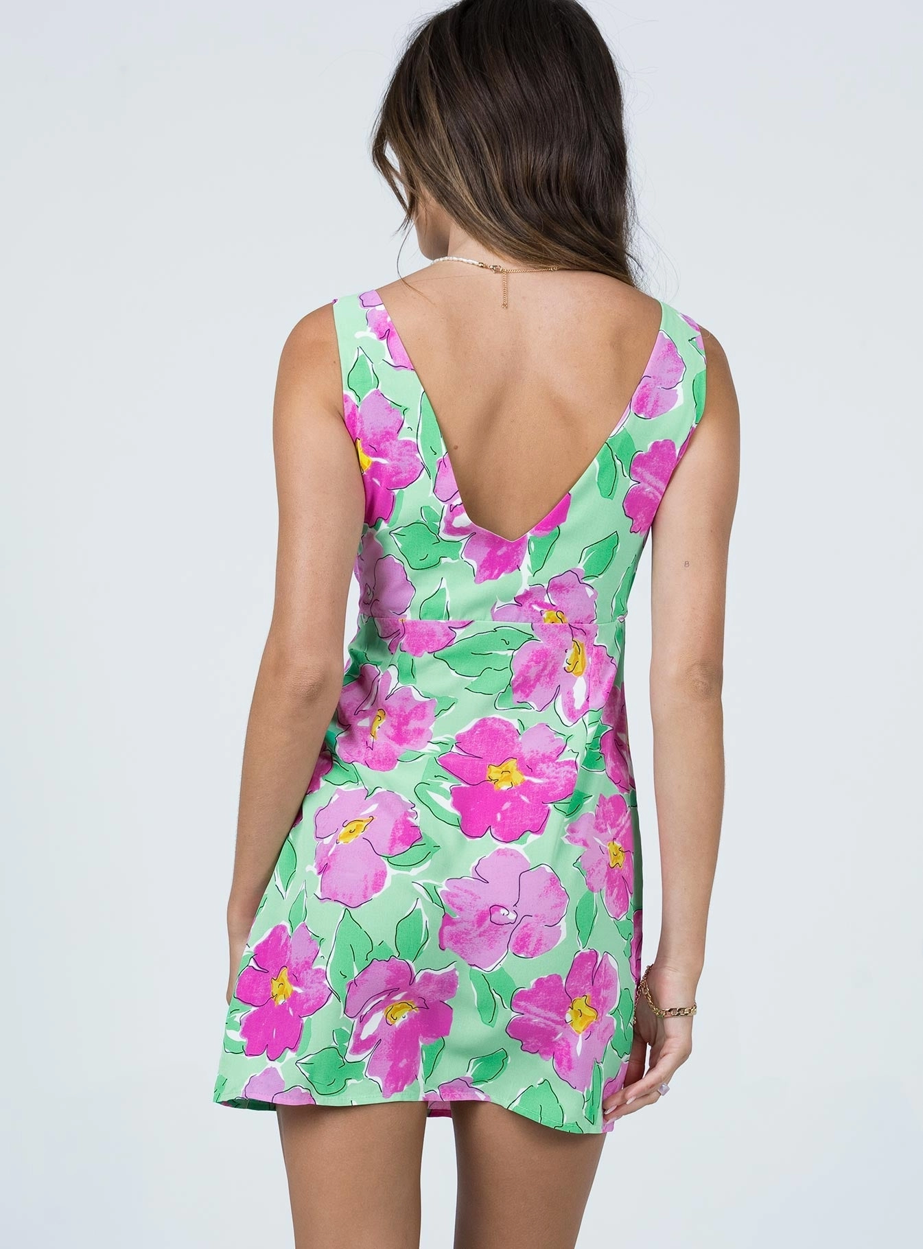 Quincy Mini Dress Green / Pink Floral Feminine Line