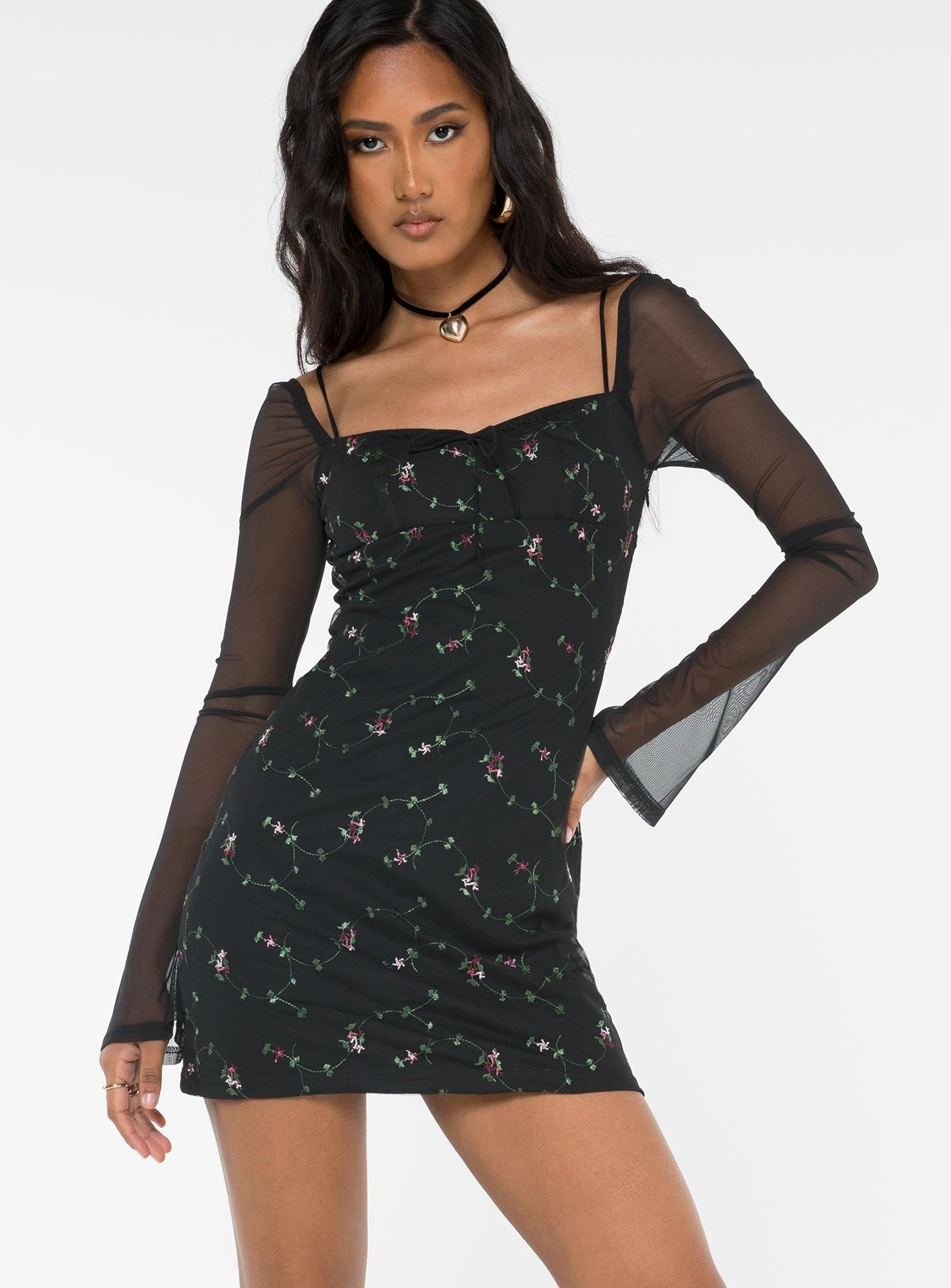 Quinny Long Sleeve Mini Dress Black Sophisticated and Relaxed Versatile Design