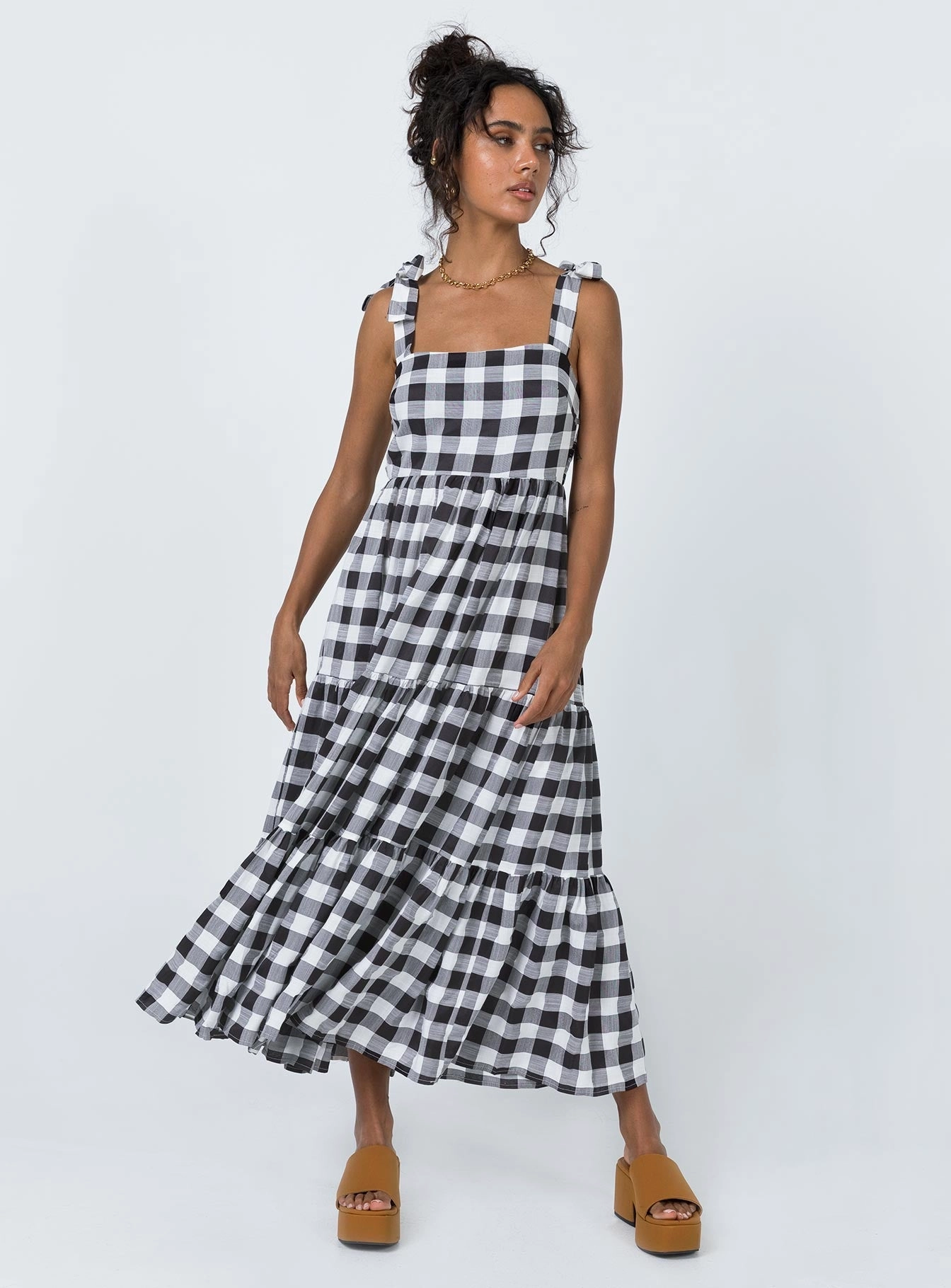 Rae Maxi Dress Black Pop Texture cut out