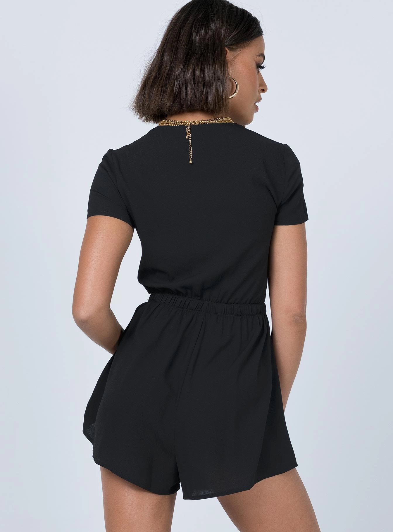 Ragnar Tie Front Romper Black Style focused Minimalist Fit