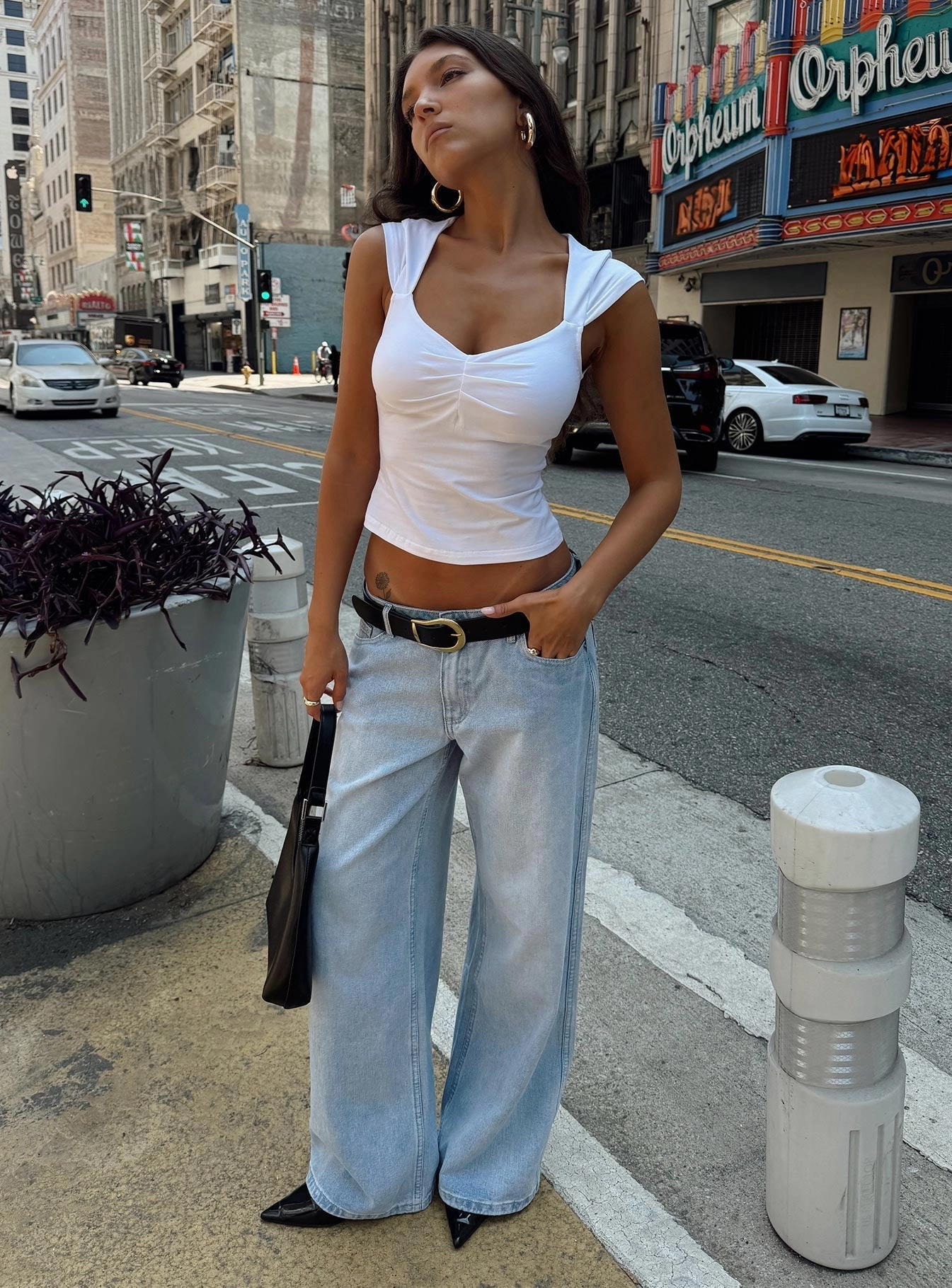 Ramos Low Rise Wide Leg Jeans Light Blue Wash Petite Garment Dyed Texture Go-To Garment