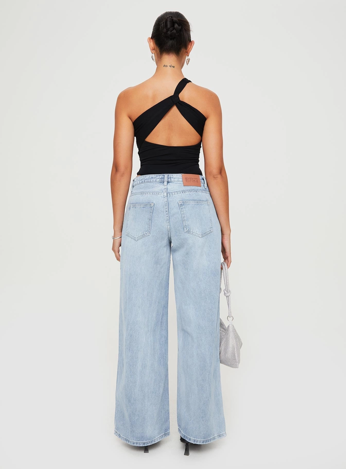 Subtle Palette Lightweight Denim Blend Ramos Low Rise Wide Leg Jeans Light Blue Wash Petite