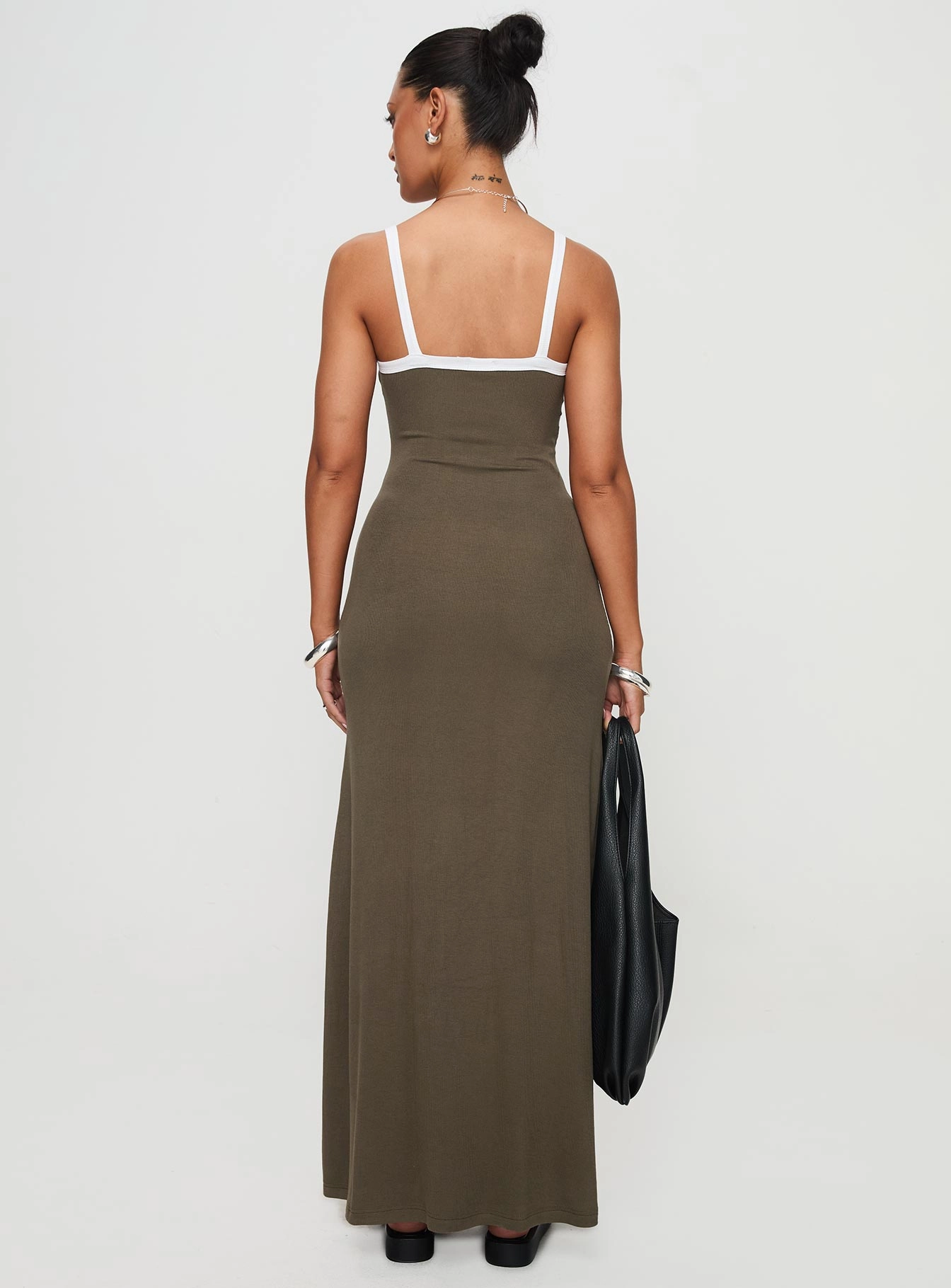 Minimalist fit-and-flare Austrina Maxi Dress Olive