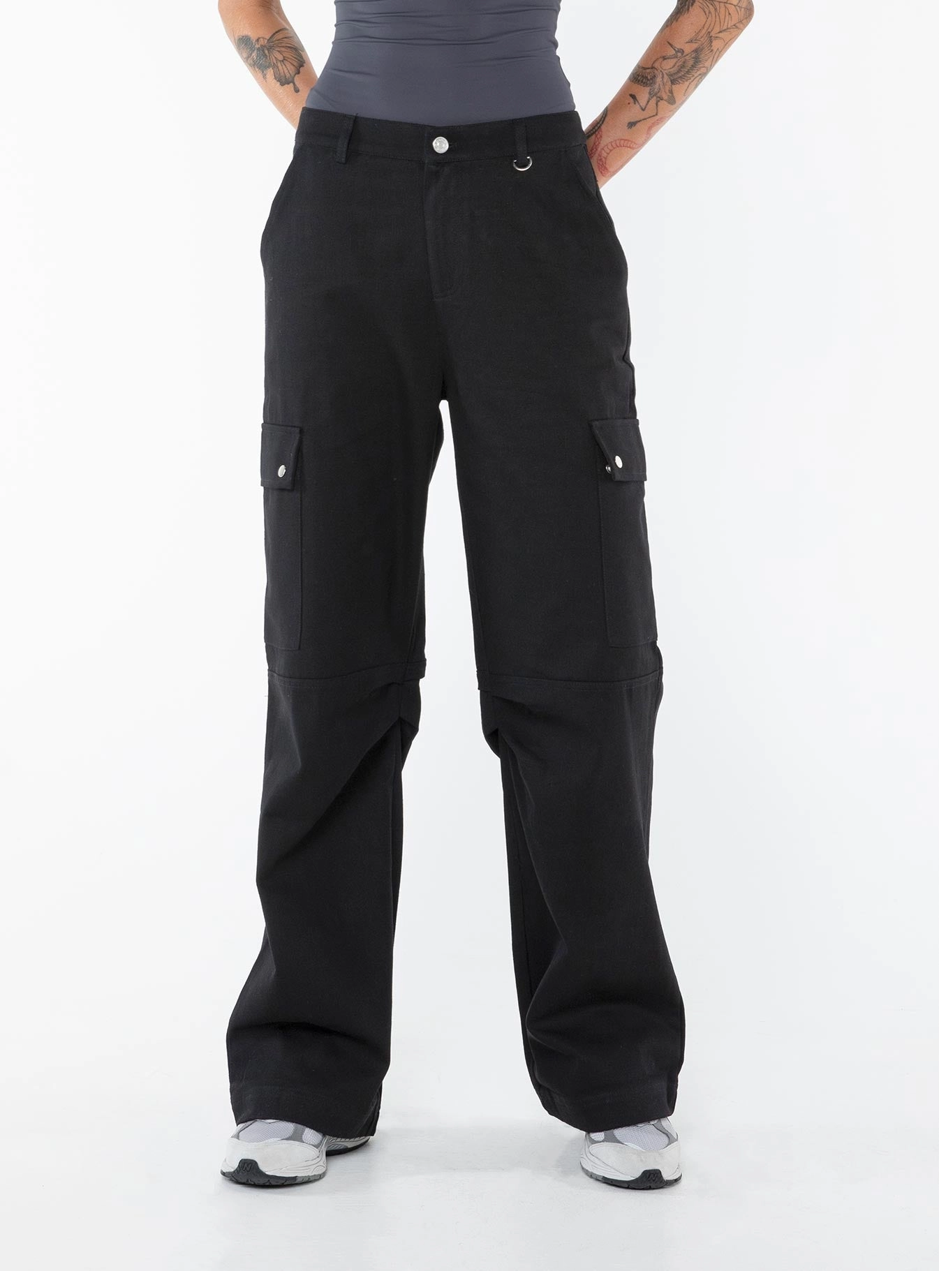 Fallout Mid Rise Cargo Pants Black Tall Sweat Resistant Practical Wear