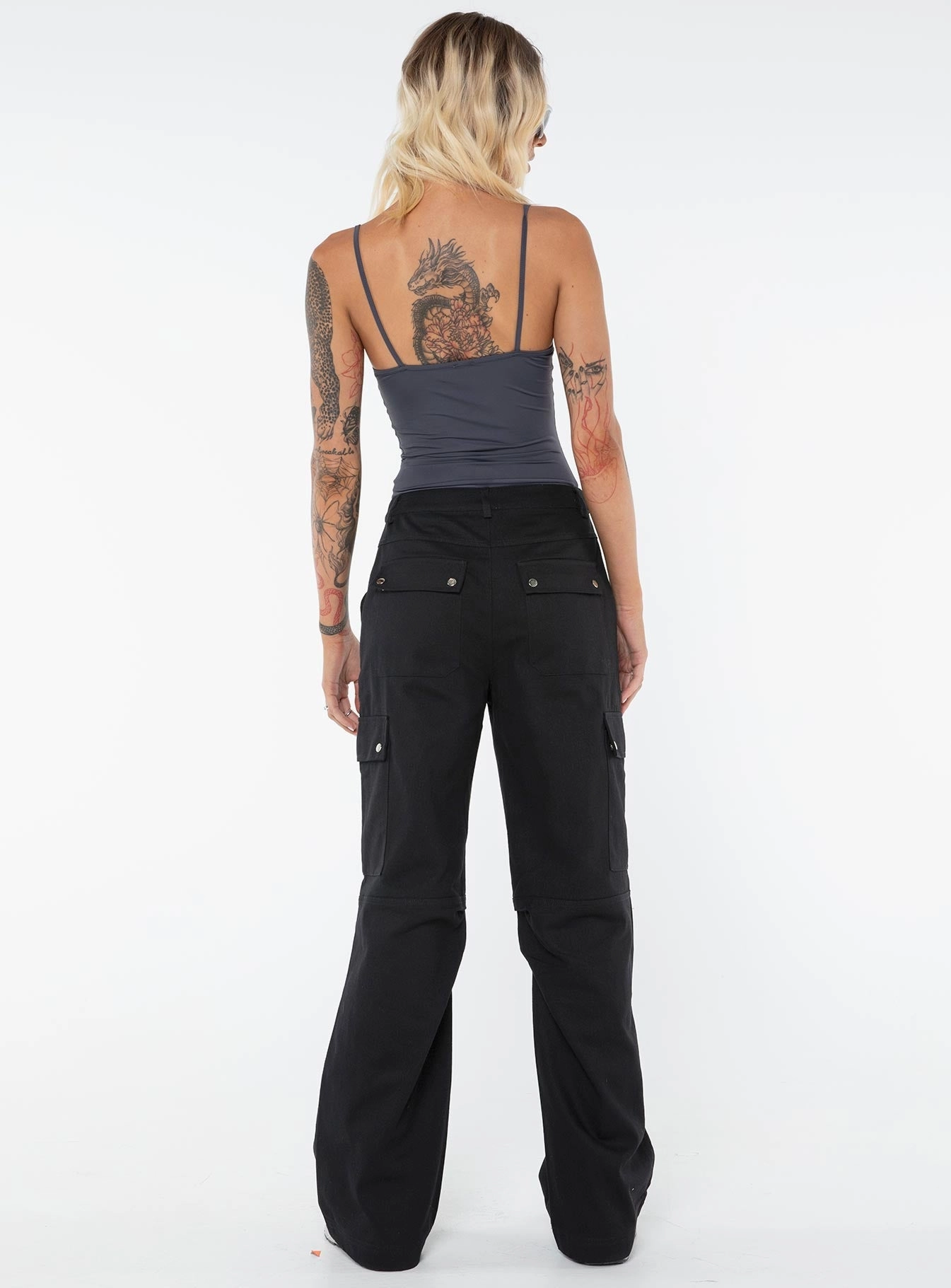 Fallout Mid Rise Cargo Pants Black Tall Warm Fit Low Profile