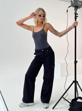 Fallout Mid Rise Cargo Pants Black Tall Sustainable Fabric