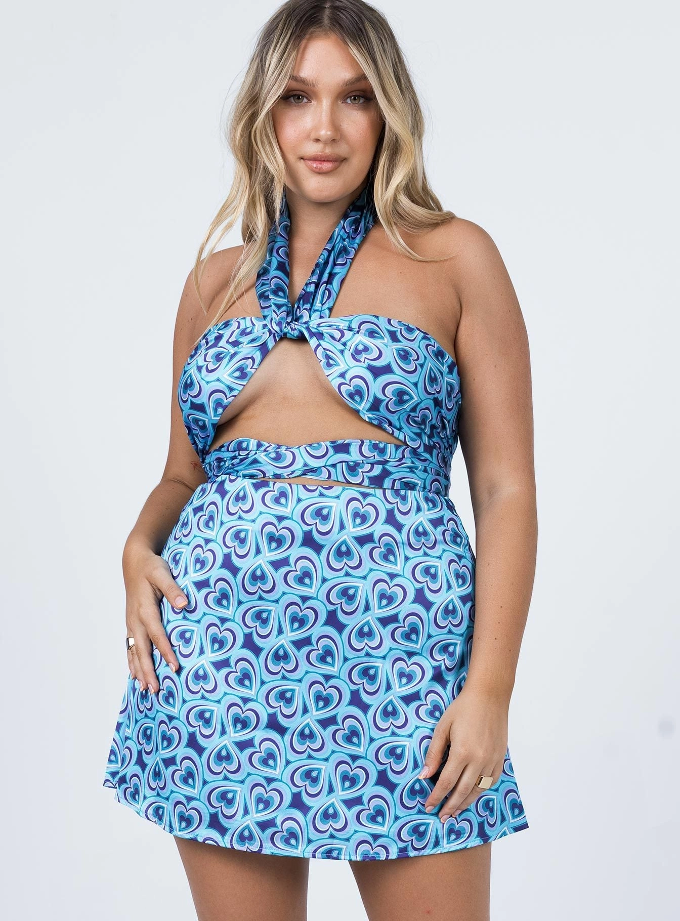 Designer Inspired Seamless Design Dancing in the Dark Mini Skirt Blue