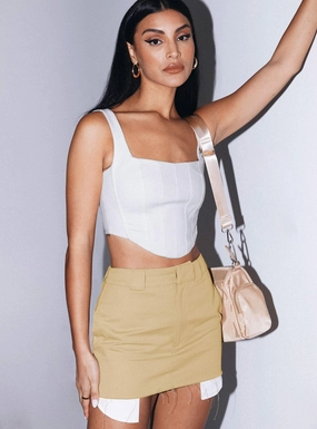 Kiaana Mini Skirt Beige Cozy Edge Elegant Texture