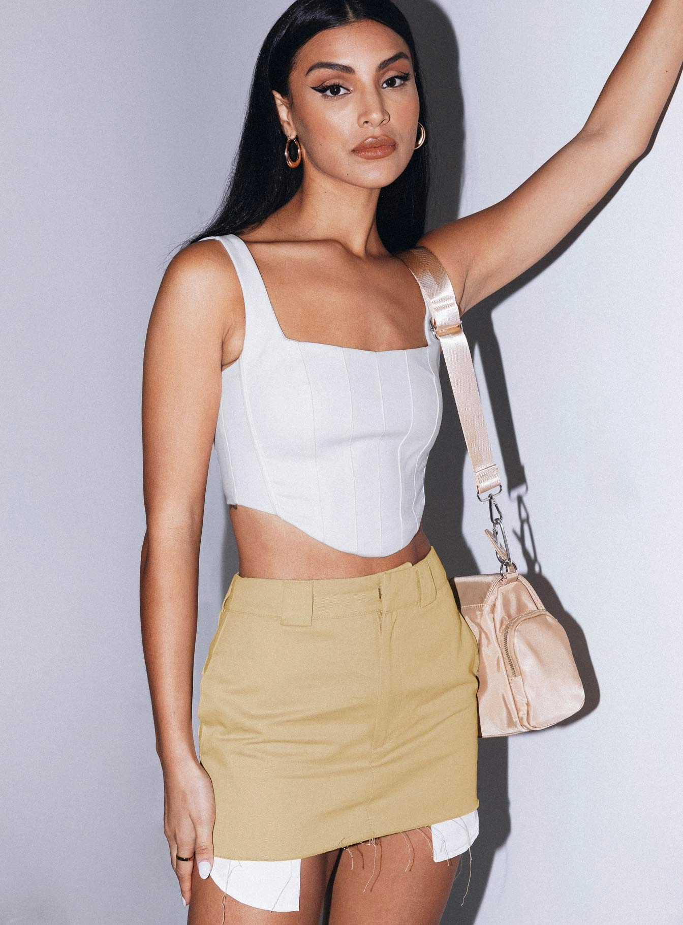 Kiaana Mini Skirt Beige Cozy Edge Elegant Texture