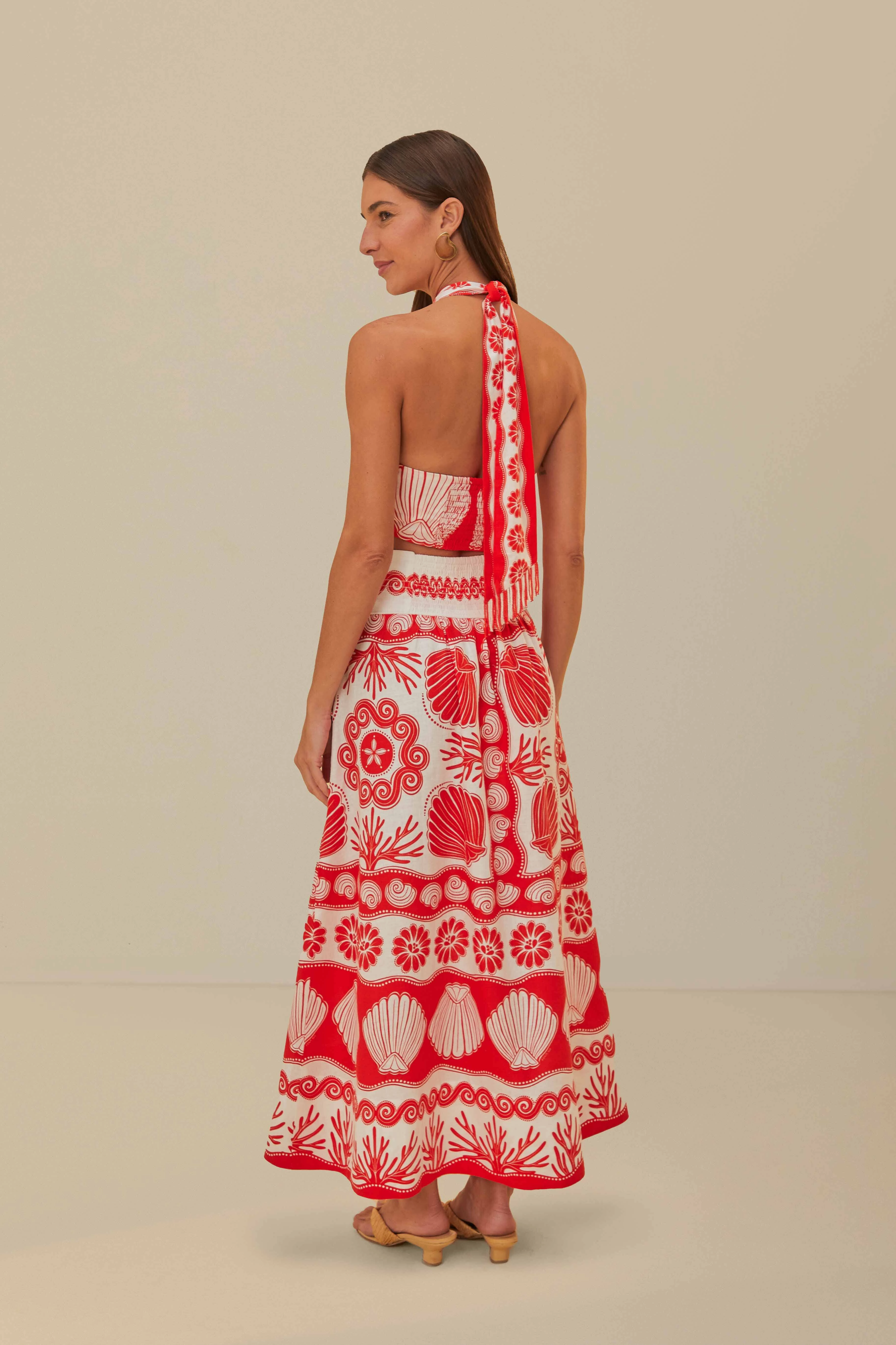 Red Ainika Shell LENZING? ECOVERO? Euroflax? Maxi Skirt Flexible Knit Smart Casual