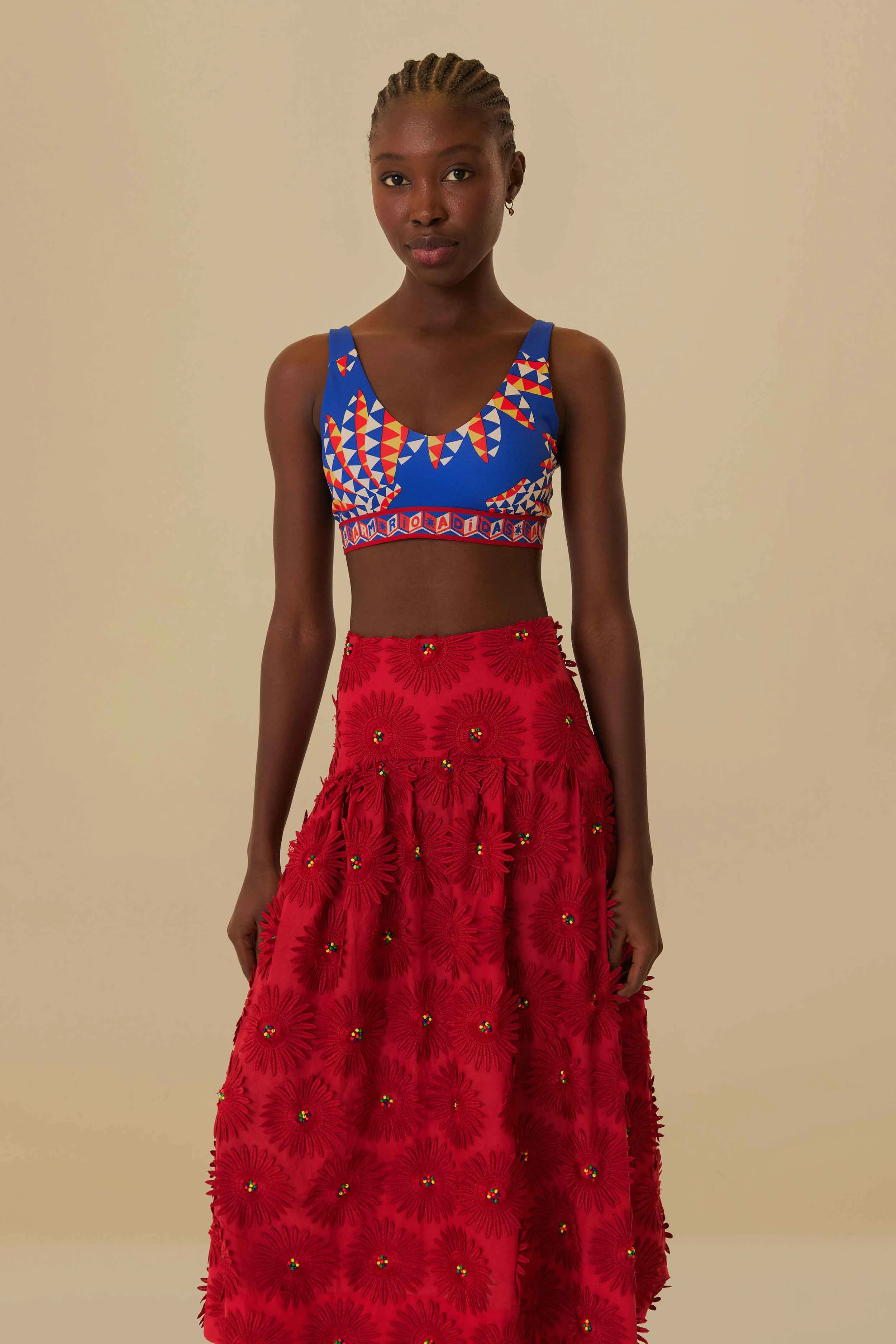 Red Daisy Flower Midi Skirt Weekend Favorite Mood Dressing