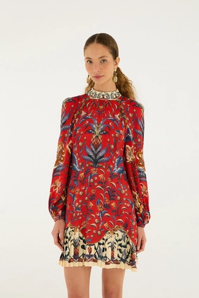 Designer-Label Trendy Fit Look Red Winter Breeze Lenzing? Ecovero? Viscose Mini Dress Flexible Wear