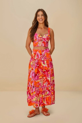 Orange Flying Birds LENZING? ECOVERO? Euroflax? Skirt Relaxed Vibes Easy Fashion